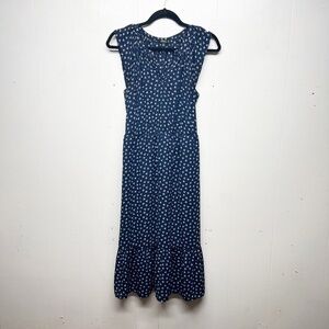 J. Crew Mercantile Navy Blue High Waisted Ruffle Hem Cap Sleeve Women's Dress XS